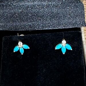 Sleeping beauty turquoise earrings with diamonds